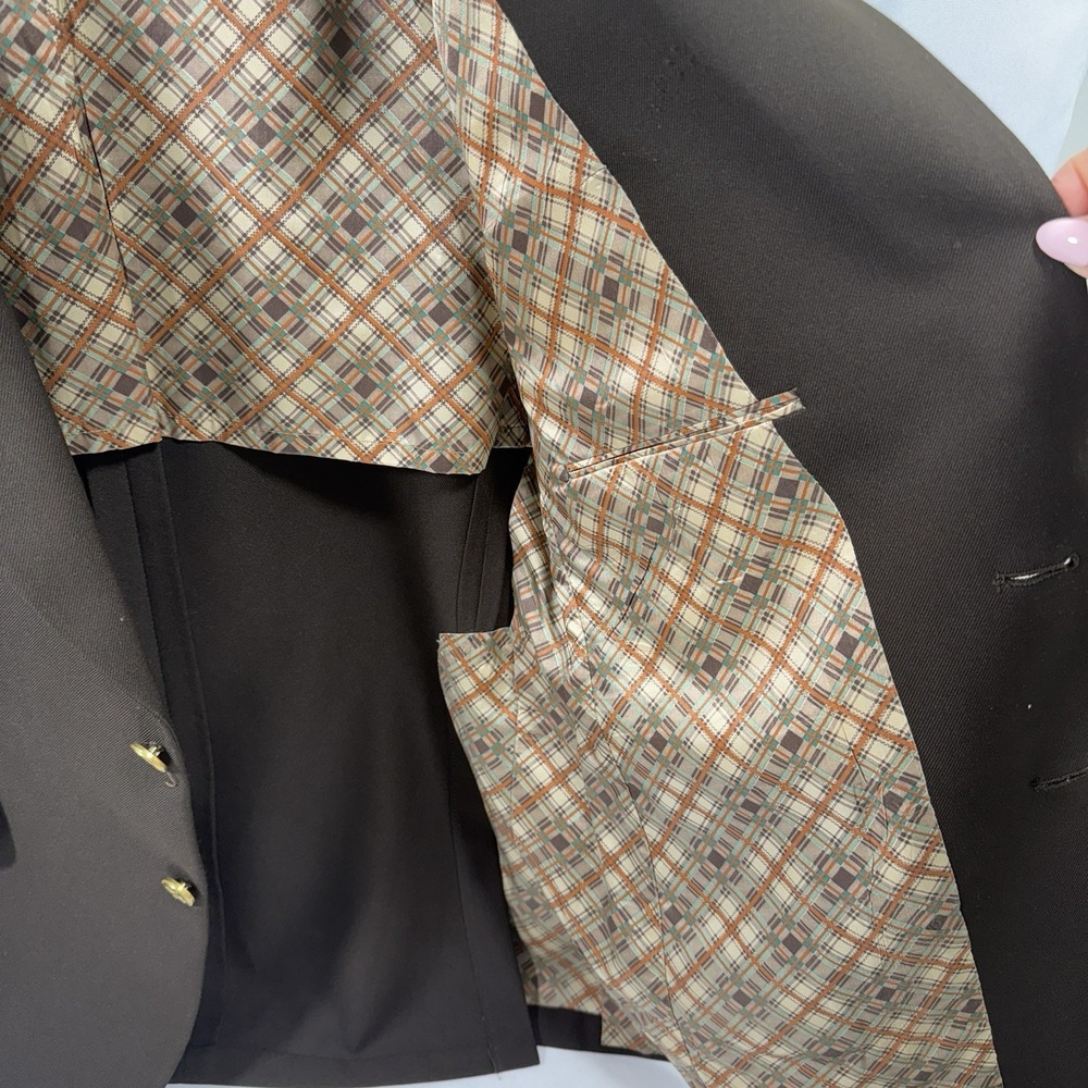 Vintage Brown 70s Polyester Blazer Jacket Sports Suit Coat Johnny Carson - Picture 5 of 8